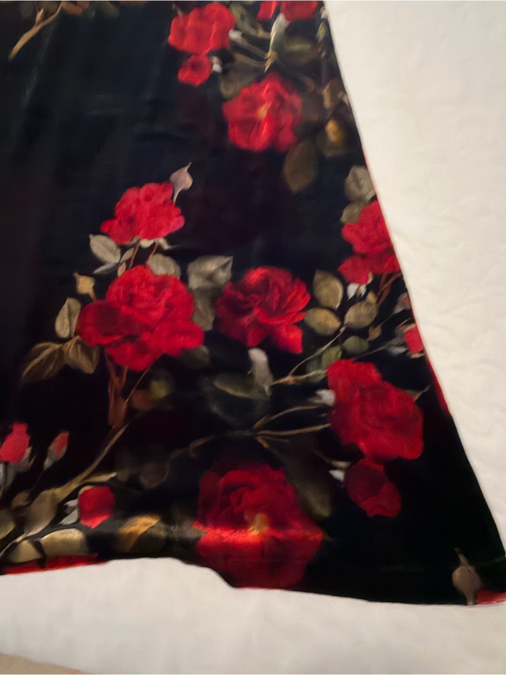 Johnny Was Rosana Black Velvet Slip Dress with Red Rose Print - size small - Picture 7 of 10
